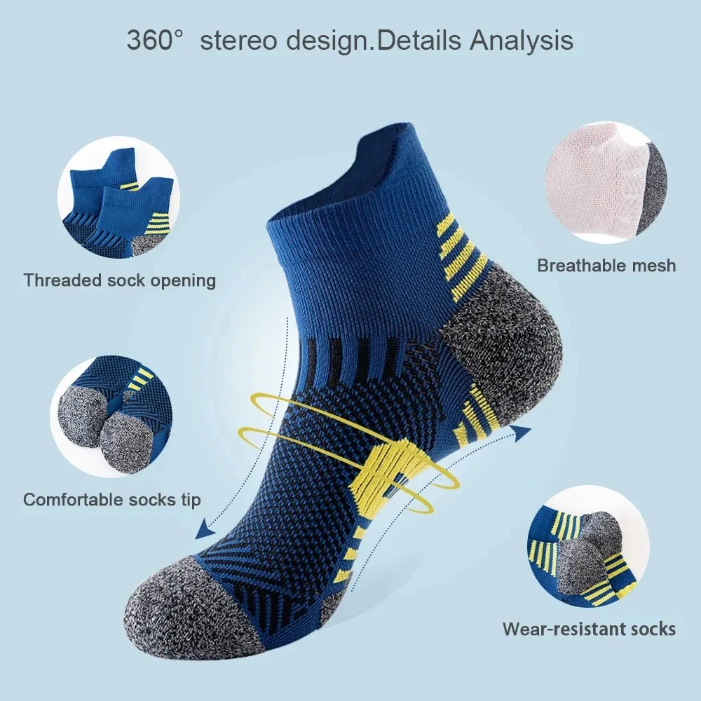 3 Pairs Spring Men\'s Socks AnkleThick Knit Sports Sock Outdoor Fitness Breathable Quick Dry Wear-resistant Short Running Sock