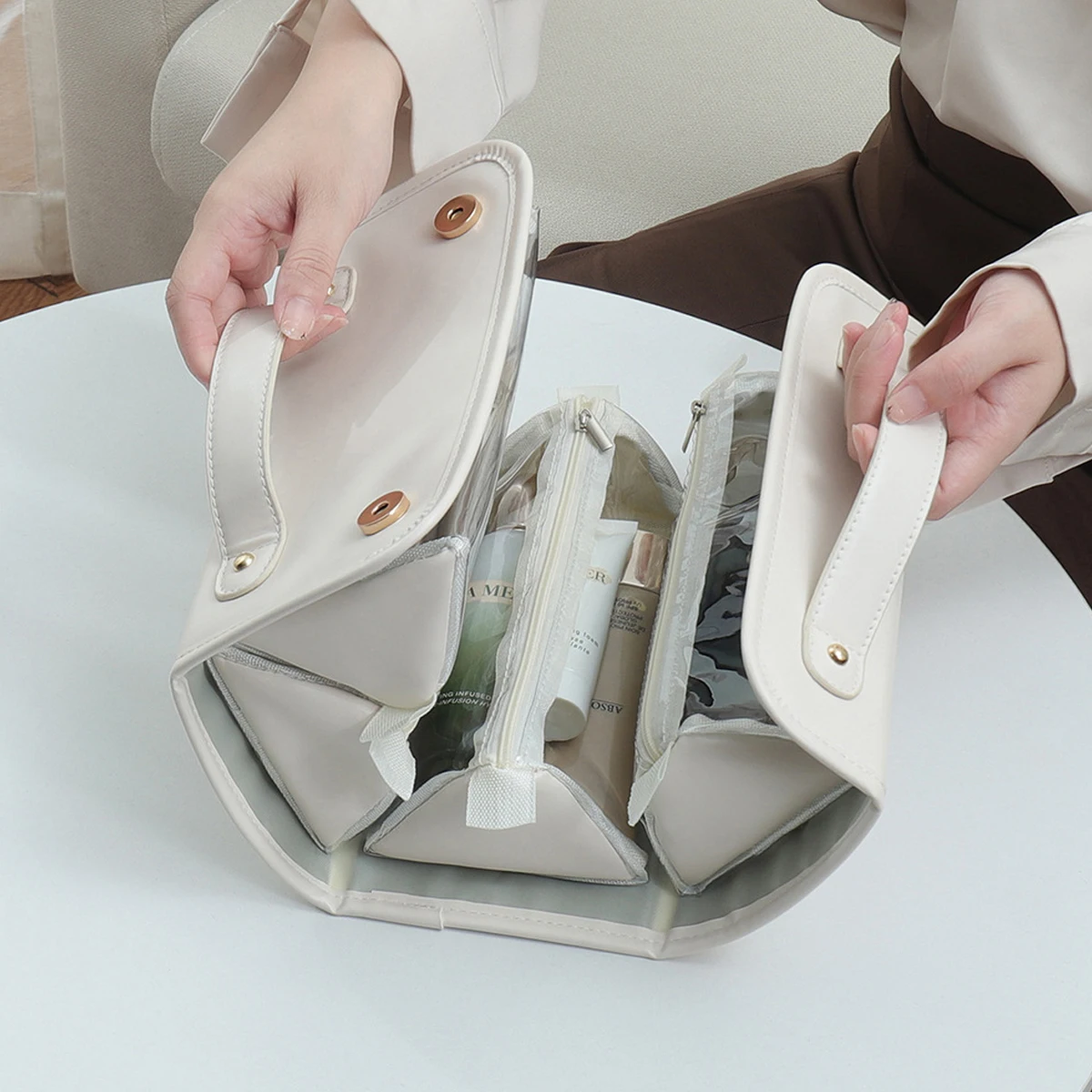Ladies' Makeup Storage Box Large Capacity Sealed Waterproof Washroom Cosmetic Pouch Portable Travel Foldable Makeup Handbags