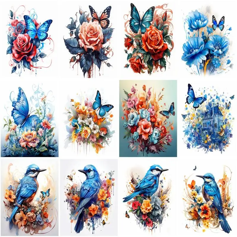 

CHENISTORY Painting By Number Butterfly Flowers And Birds For Adults DIY Frame Picture By Numbers Acrylic Paint On Canvas Home D