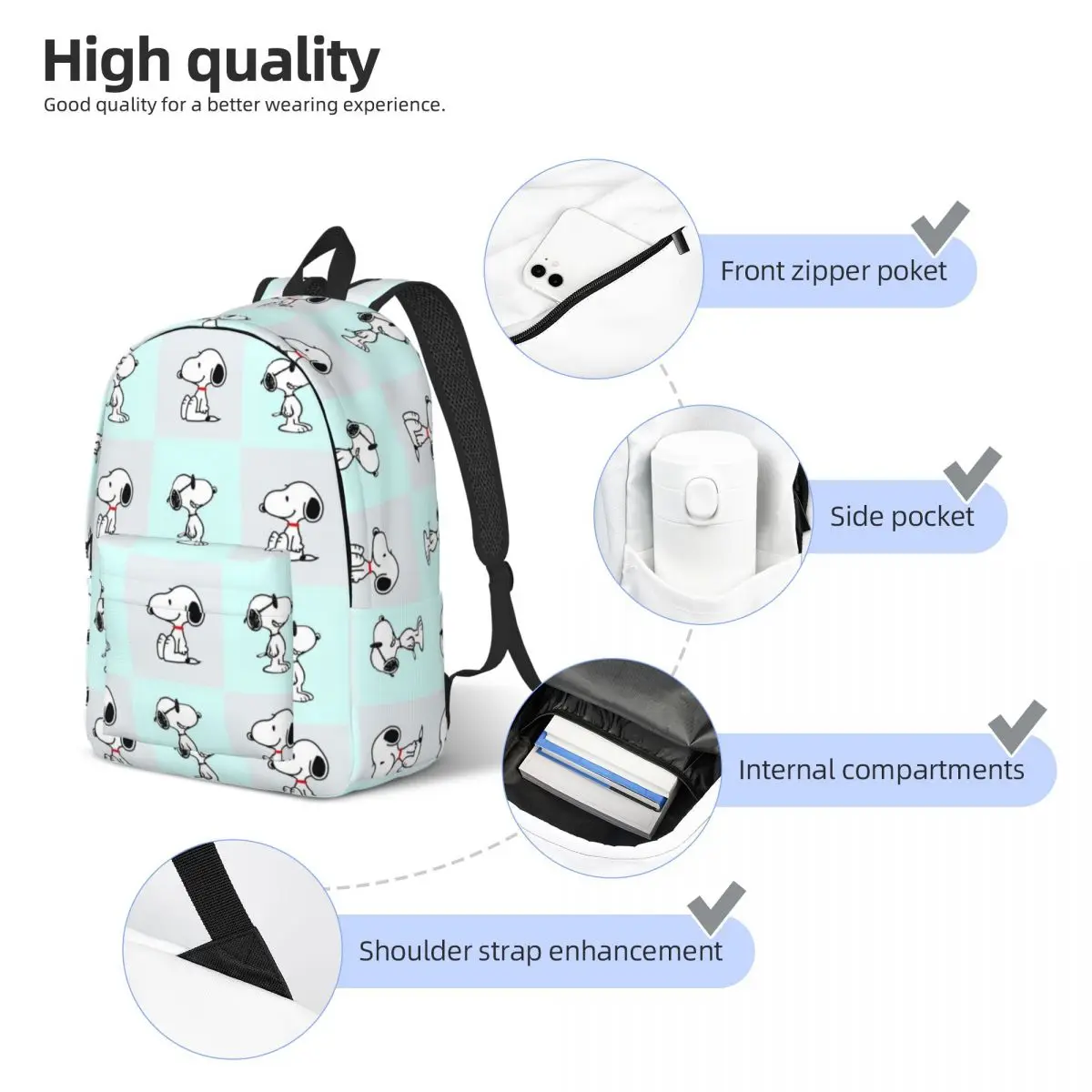 Moda Patterned Mochila Leve, New School Bag, Print Pattern, 15.7 ", 17.7"