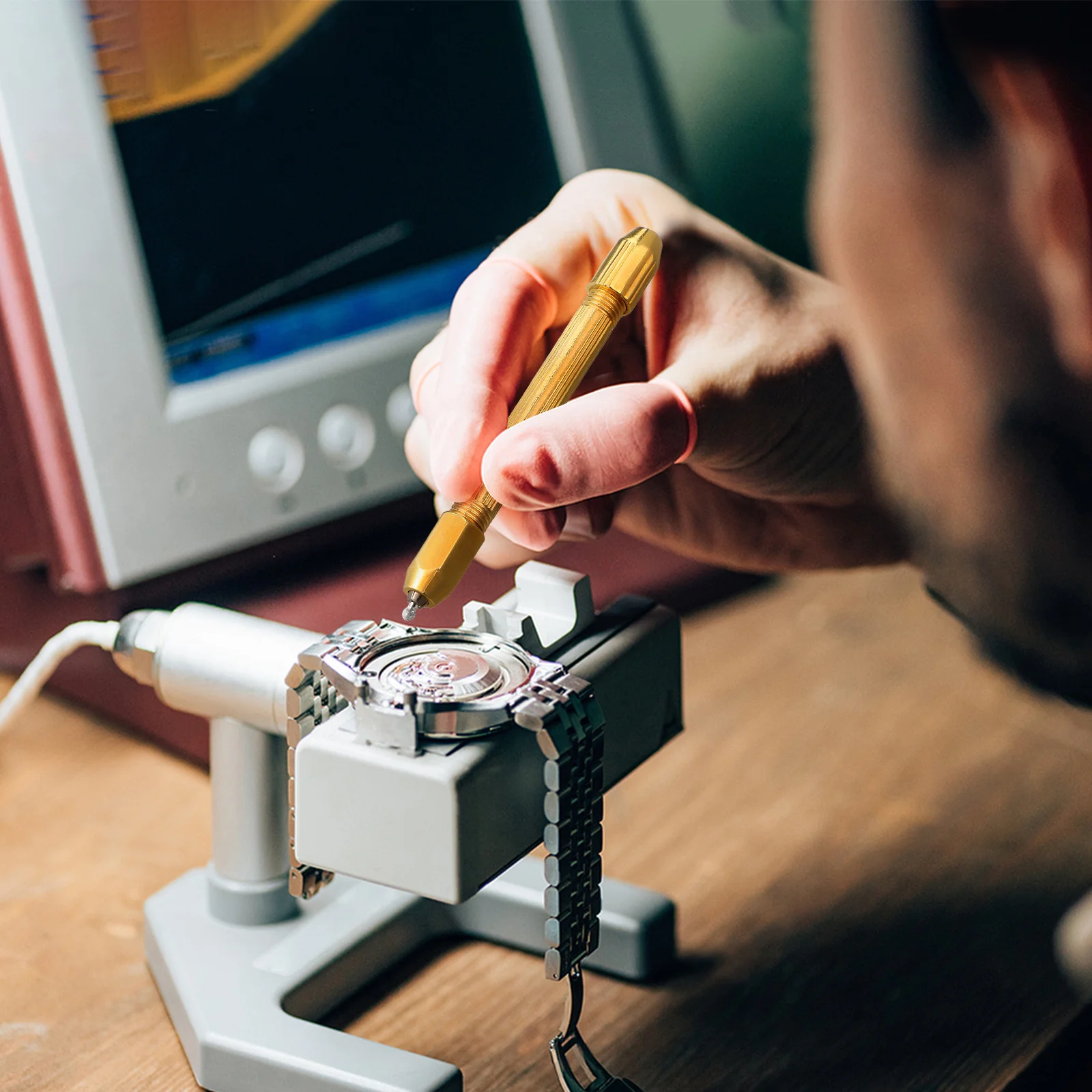 

4Pcs Professional Mini Hand Drill Carving Tool Double-Head Precision Watch Repair Drill for Wood Plastic Amber Walnut