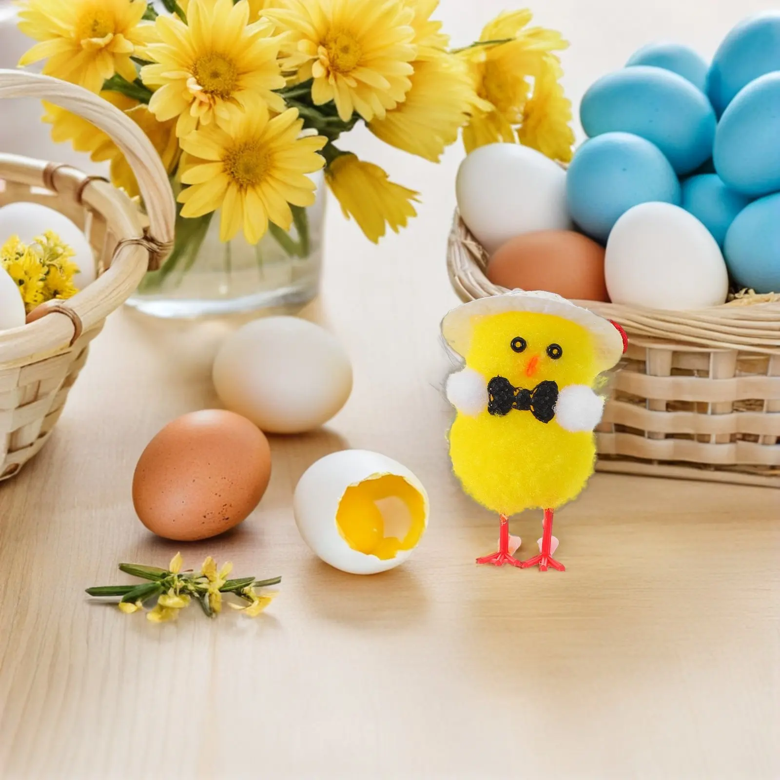 

24 шт. пасхальных мини-цыплят, мягкие декоративные фигурки для поделок, сувениров для вечеринок, украшения для стола, весенний декор