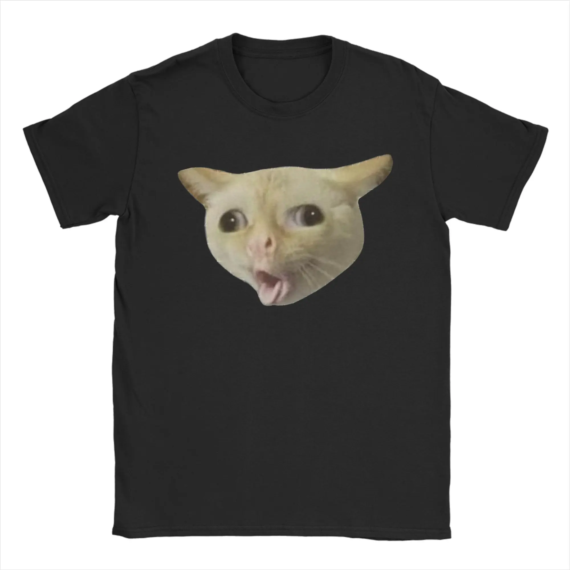 Men's T-Shirts Coughing Cat Cough meme Vintage Cotton Tees Short Sleeve  T Shirts O Neck Clothes Original