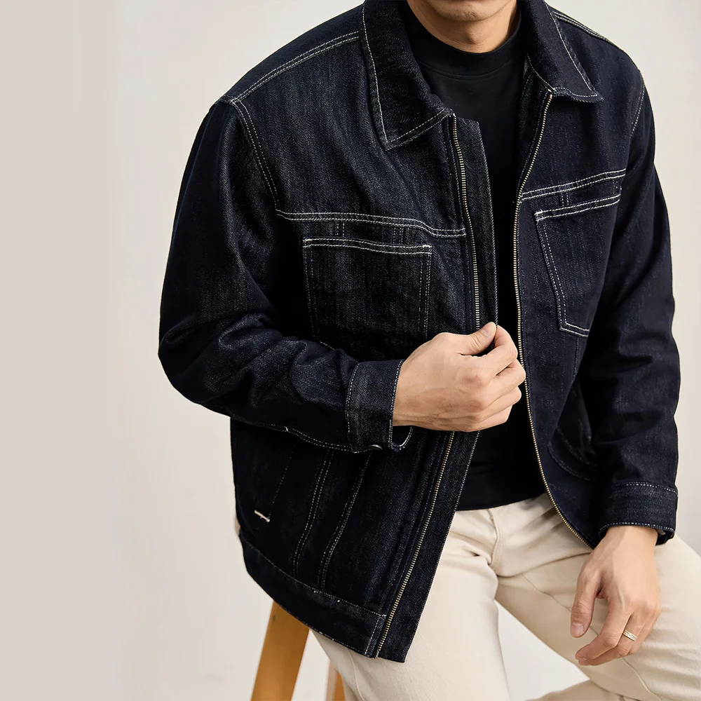 

Мужская весенне-осенняя джинсовая куртка в японском и корейском уличном стиле, винтажная повседневная модная свободная куртка из необработанного денима