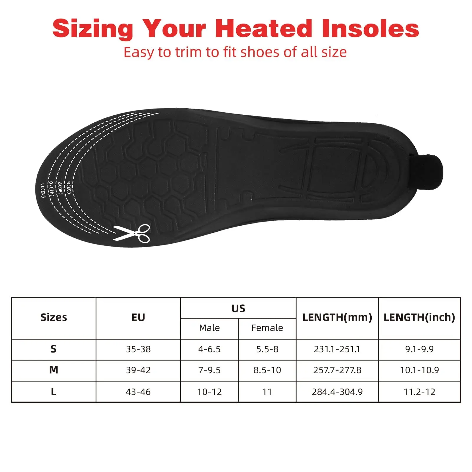 Heated Insoles - Electric Heated Foot Warmer for Women and Men Rechargeable Cuttable Heateds Boot Insoles, 3 Heating Levels