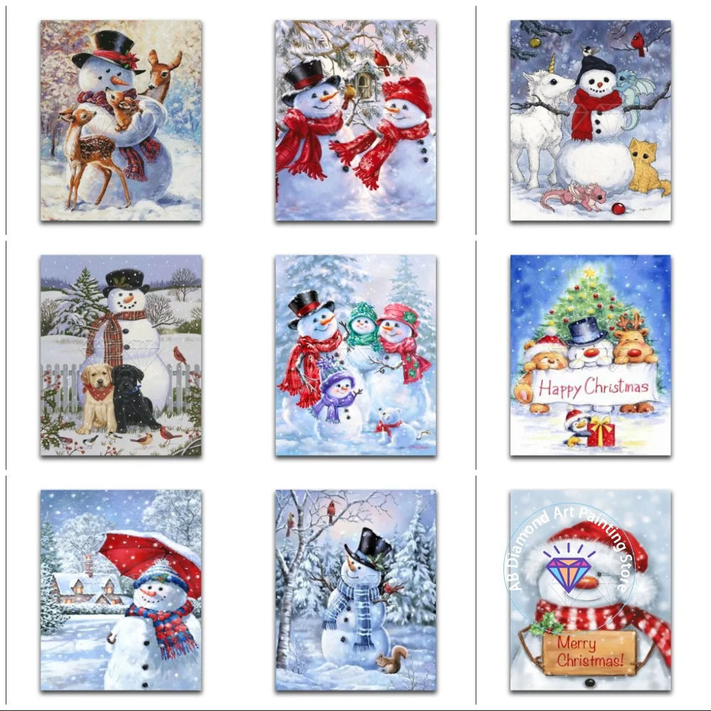 

Snowman Christmas AB Diamond Painting Kit Square Round Diamond 5D DIY Santa Claus Mosaic Handmade Art Adult Gift Home Decoration