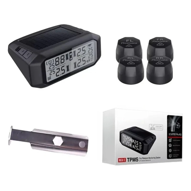 Promata MATA 1E 2023 Car Tyre Pressure Monitoring Intelligent System Solar Wireless Tpms with 4 External Sensors CE Certified