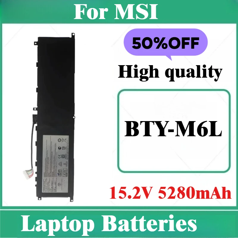 

For MSI GS75 GS65 Stealth Thin P65 P75 8RF PS63 Creator 8RC 8SC 9SC 9SE MS-16Q2 MS-16Q3 Brand New Battery BTY-M6L 15.2V 5280mAh