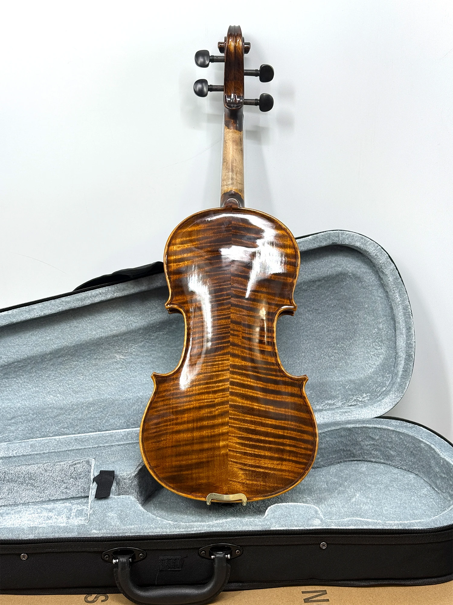 Handmade 4/4 Professional Violin -One-Piece Back- Spirit Varnish Antique Ebony Fittings Full Set W/Case+Bow+Strings