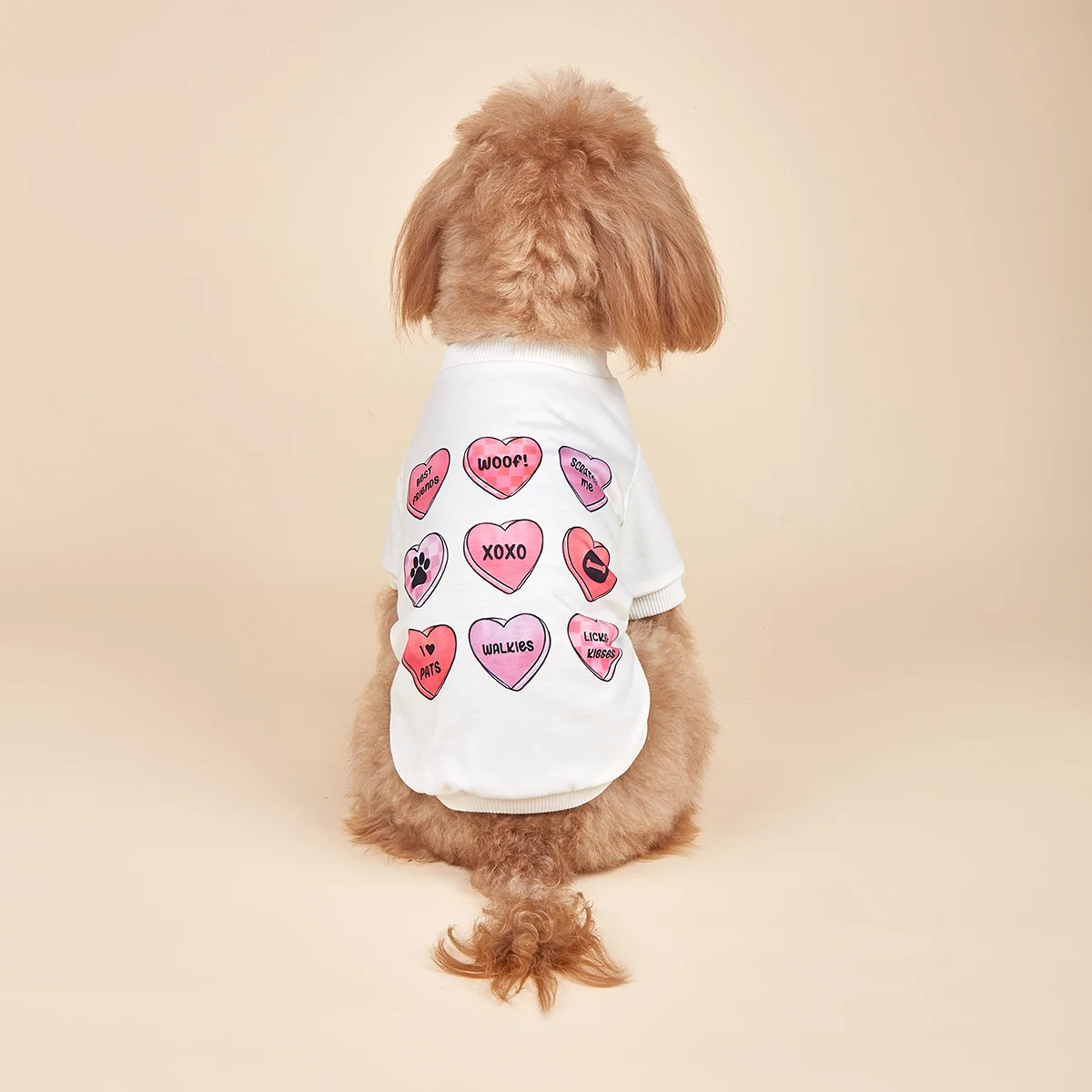 Pet Dog T-Shirt Dogs Cats  Pink Heart Vest Spring Summer Pet Apparel Tee Shirt Suitable for Small Pets French Bulldog Bichon