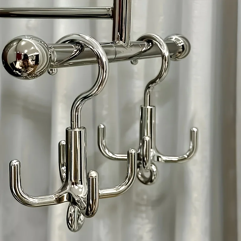 Gancho giratório multifuncional para roupas, cabide com rotação de 4 garras sem perfuração, organizador de cinto, rack de armazenamento de cachecol, guarda-roupa, 1 peça