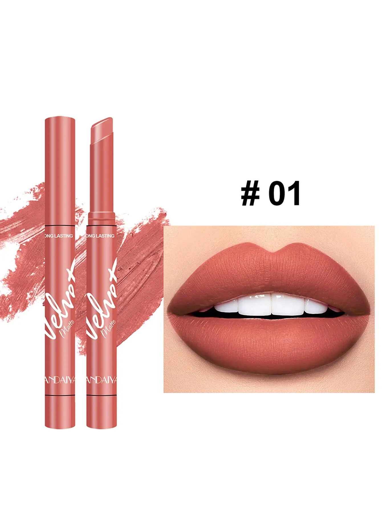 Matte Lipstick,Nude Brown Lipstick Crayon,Velvet Nude Lipstick Pen, Long Lasting Lip Stain Makeup Women and Girls