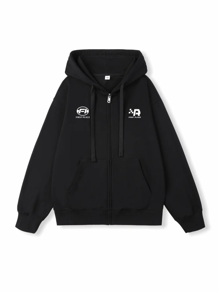 Jaqueta Moletom Casual Estilo Americano Marca Ohlyah Masculina Feminina Juvenil Tamanho Grande com Zíper Confortável Respirável