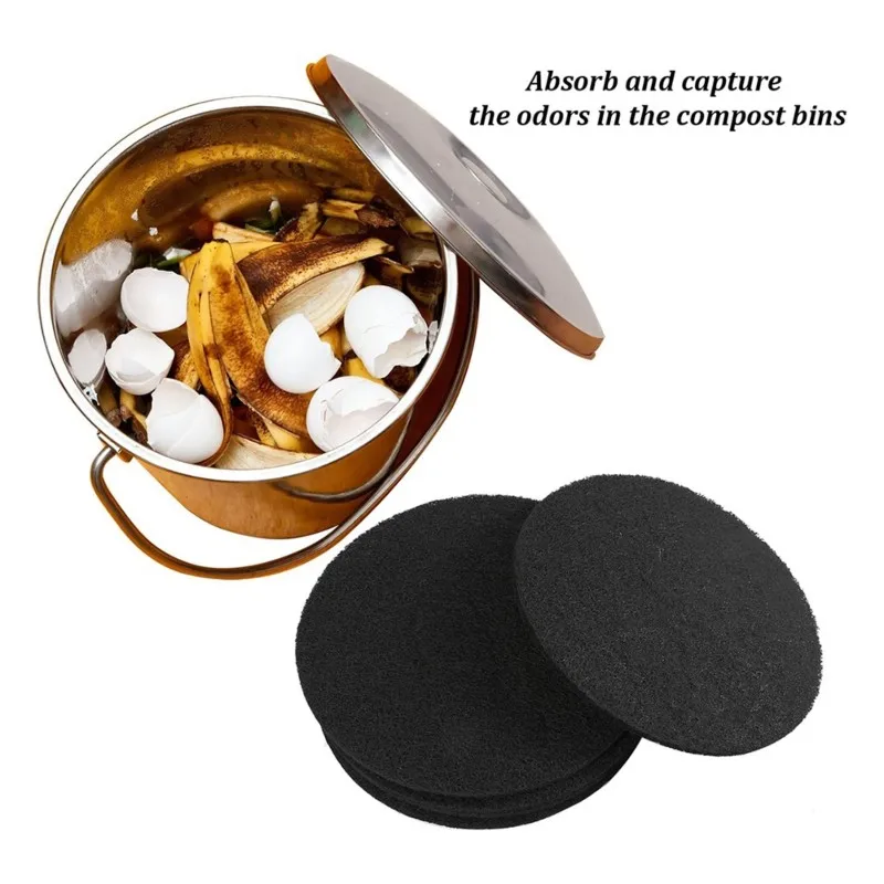 【EFFICIENT 】Charcoal Filter Replacements 8PCS 7.25Inch Compost Bin, 7.25 Inch Round Black Compost Pail Replacement Carbon Filter