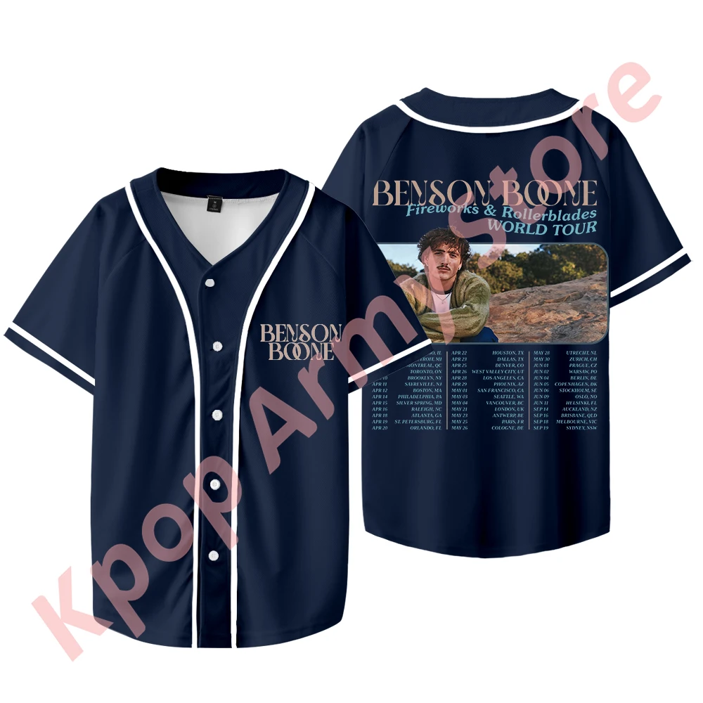 Benson Boone Fireworks and Rollerblades Tour Merch Baseball Jacket Unisex Fashion Casual Short Sleeve Tee