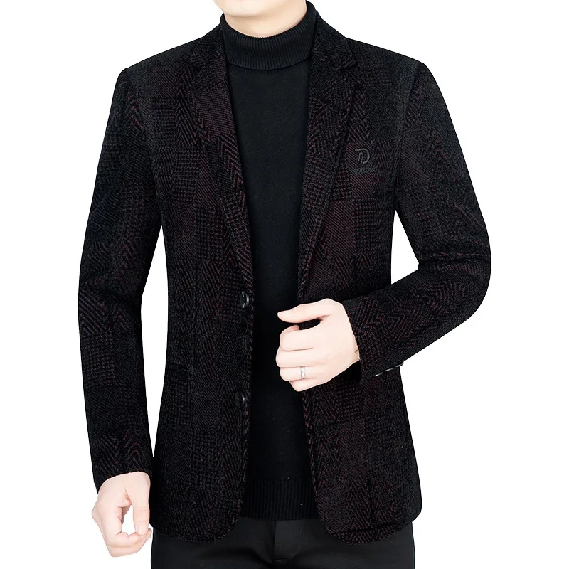 New Winter Men Fleece Blazers Jackets Formal Wear Suits Coats Business Casual Blazers Quality Man Thicker Warm Suits Jackets 4XL