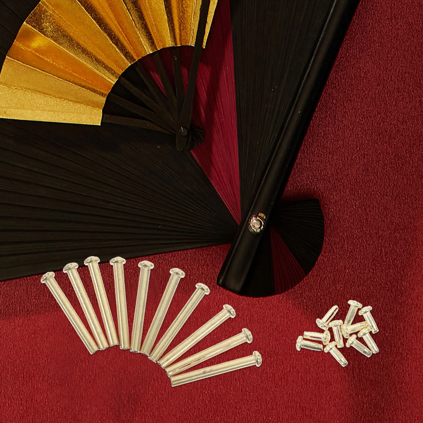 

10 Sets Fan Nail Accessories Folding Handheld Fan Repairing Kit Folding Nail Crank Shaft Replacement Rivet Rivets Fan Shaft