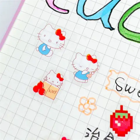 4 st Sanrio Hello Kitty klistermärken Kuromi DIY vattenkopp telefon laptop dekoration dekaler scrapbooking klistermärken flickor belöning barnleksaker 8 best sales Hello Kitty bilklistermärke - №4