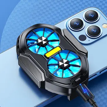 Dvojitý ventilátor pro mobilní telefon, zásuvný/dobíjecí ventilátor pro chlazení mobilního telefonu typu C s modrým světlem pro chytré telefony Android iPhone 10 nejlepší prodej mobilní chladič - №5