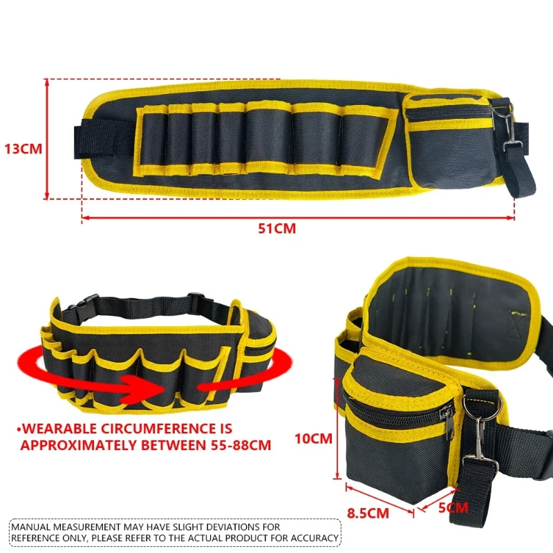 Multi-color Electricians Tool Belt Repair Pouch Pocket Tool Waist Bag Waterproof Carpenter Oxford Cloth Tool Bag