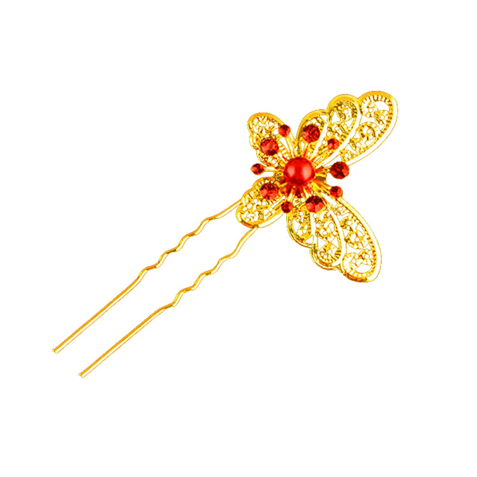 U Shape Hairpin Hair Jewelry Butterfly Decor Stable Grip Non-slip Hairpin for Thick Curly Hair Styling Decoration