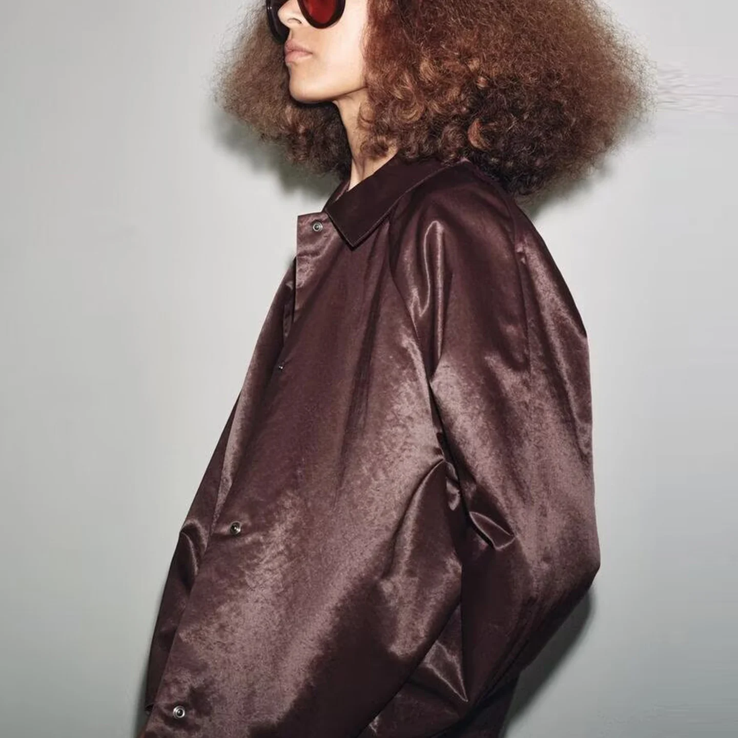 Ele الساتان الملمس Jaet ملابس خارجية للنساء Faionable الخريف 2025 Z العلامة التجارية الوقوف صالح المخملية النسيج معطف السيدات #3