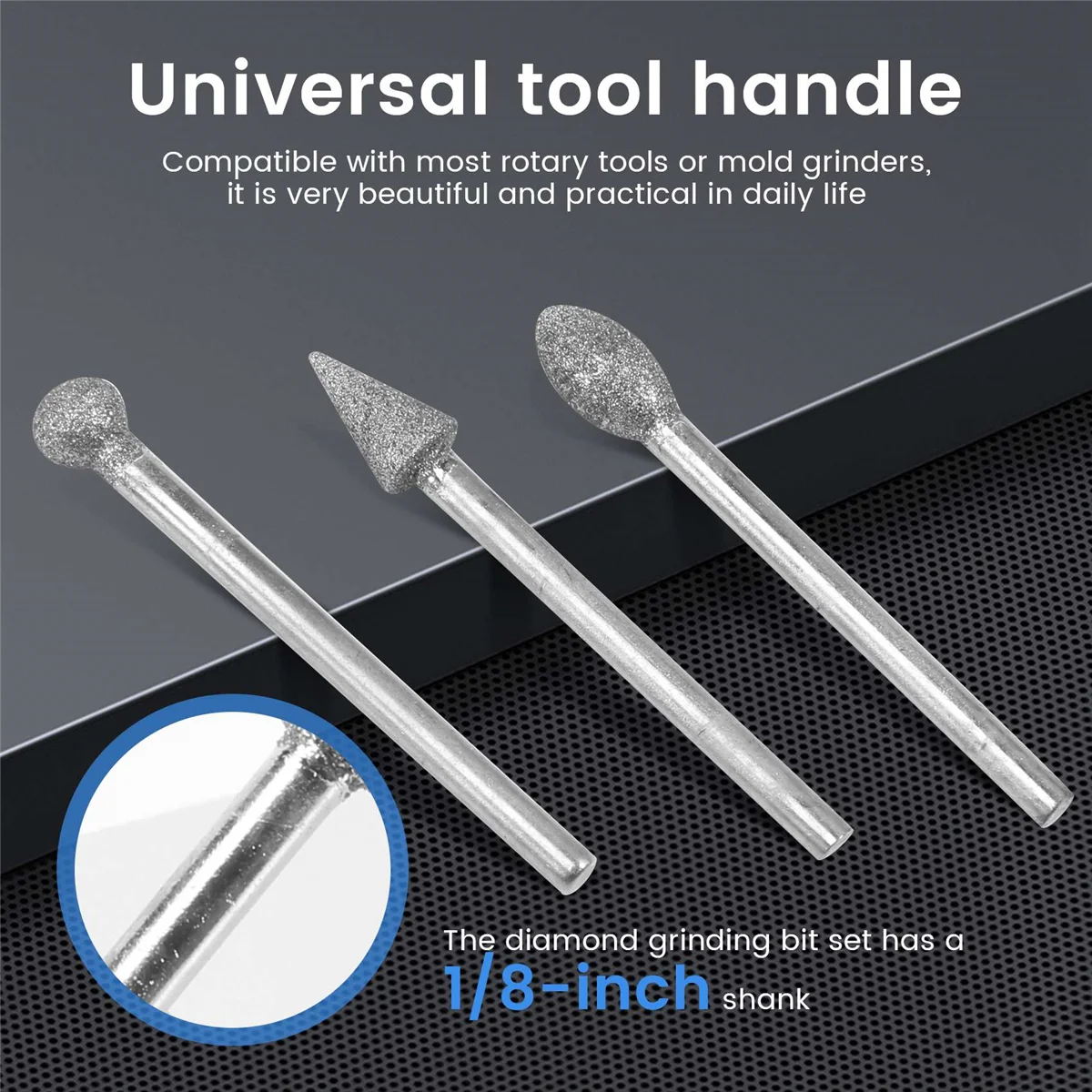 40 Pieces Diamond Burr Bits Stone Carving Set for Dremel Rotary Tool with 1/8 Inch Shank for Polishing Engraving Stone ZJY