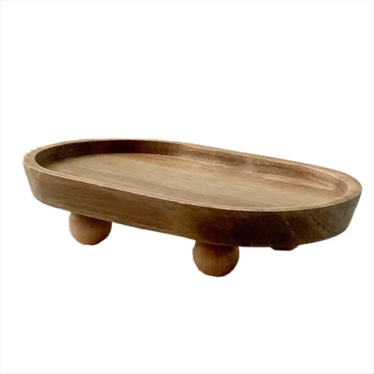 AT16 Wooden Tray Cake Dessert Plate Restaurant Home Wooden Tray Aromatherapy Ornaments Tray Vase Decoration,Oval