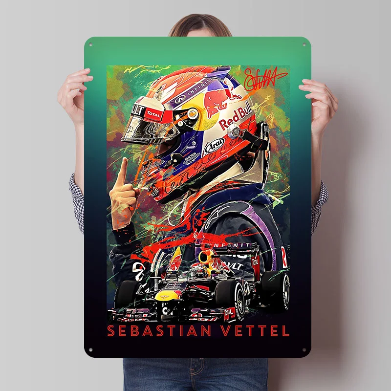 سيباستيان فيتيل سباق تين تسجيل الجدار ملصق فني ديكور المنزل الحديث علامات معدنية فاخرة خمر للرجل الكهف الديكور الرجعية