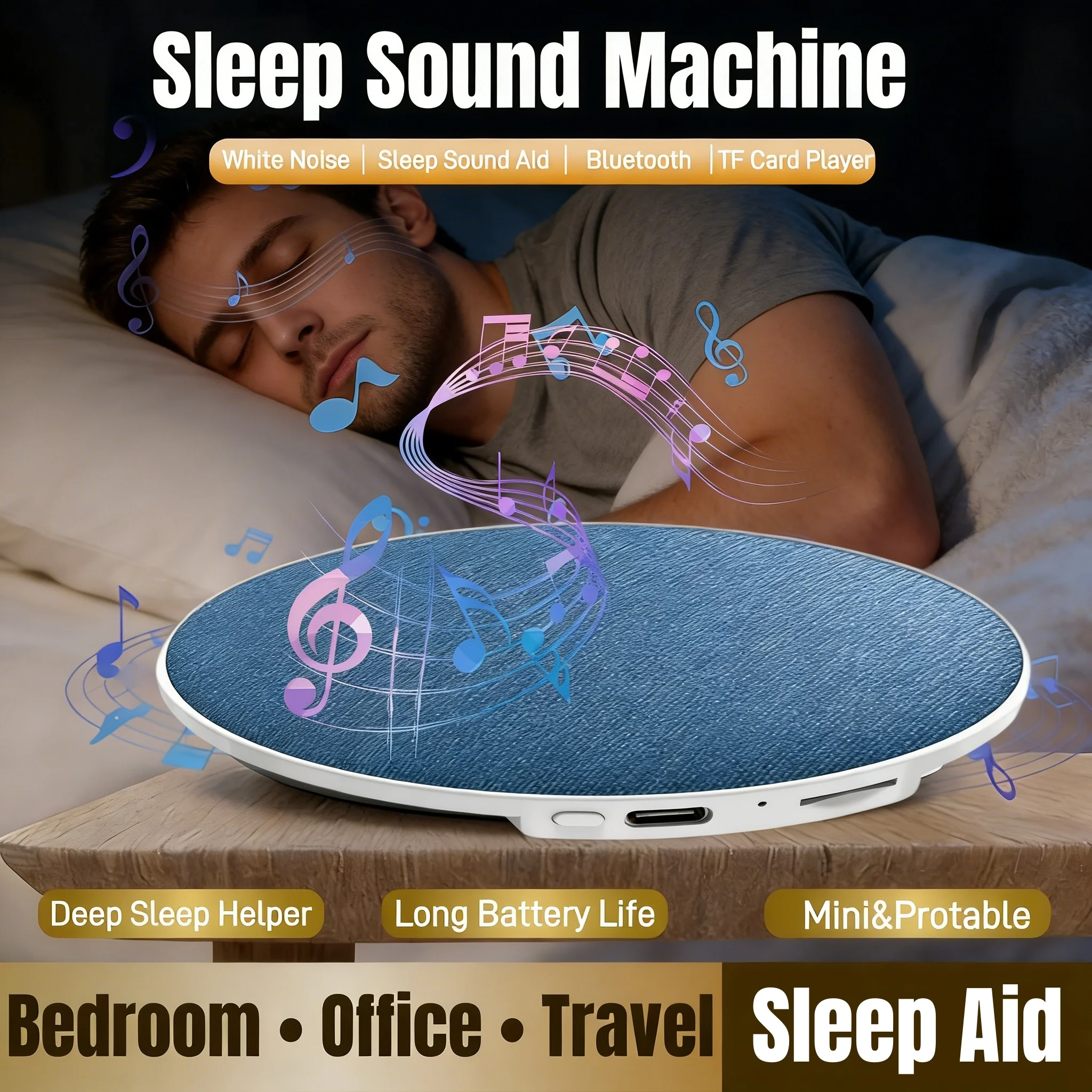Bedside Sleep-enhancing Audio Ultrasonic Pillow-top Sleep Aid Speaker High Dynamic Sound Quality Bluetooth Speaker 2026 NEW