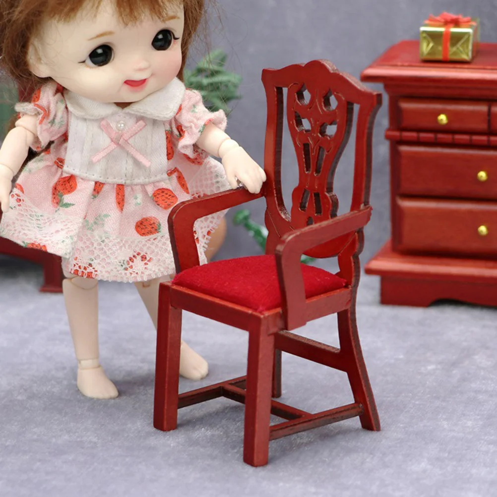 2 قطعة كرسي خشبي صغير دمية الأثاث كرسي مصغر مجموعة ديكور المنزل دمية اكسسوارات لعشاق DIY بها بنفسك