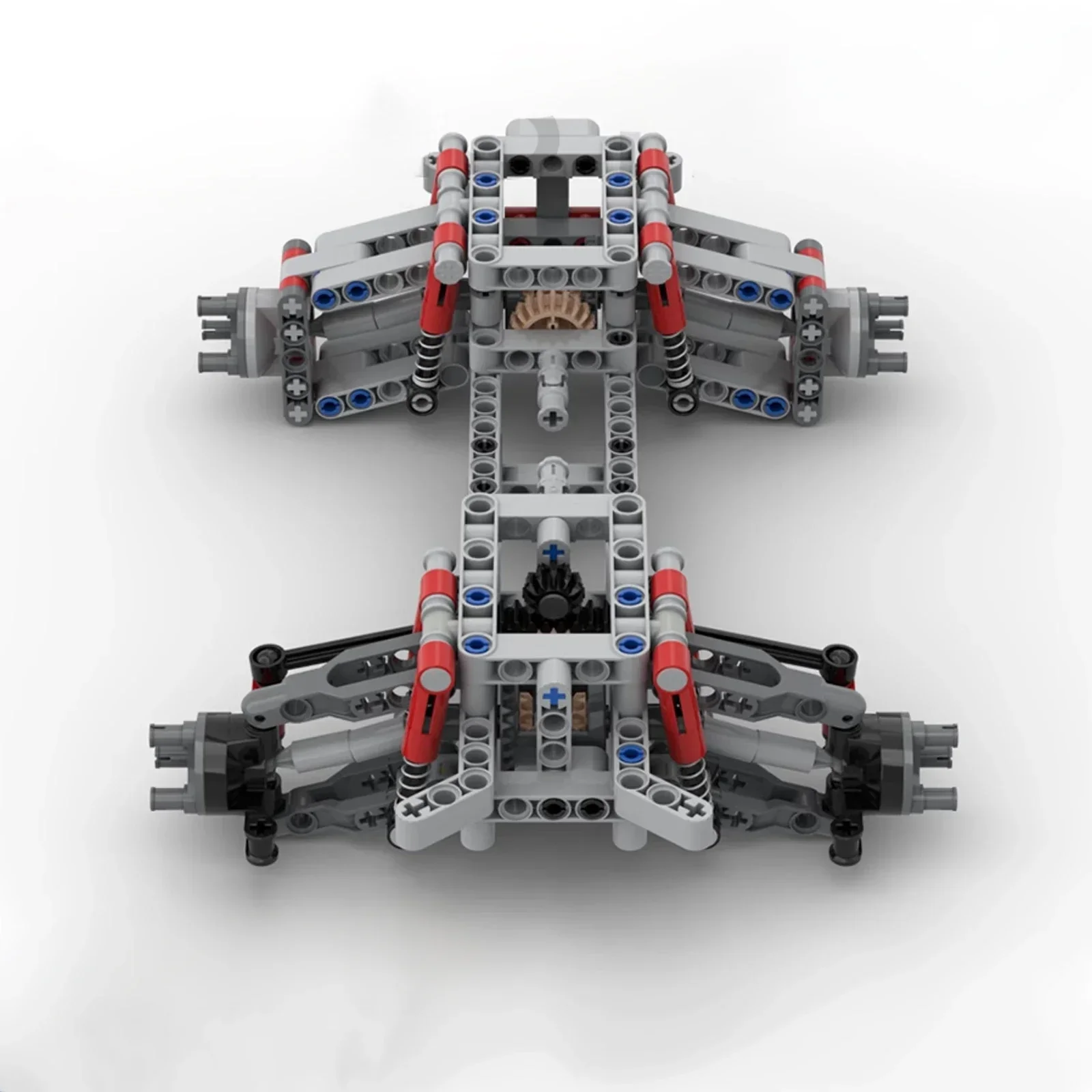 

MOC 4WD Four-Wheel Drive Independent Suspension Differential Chassis with Steering Axle Building Blocks Tech Car Parts Toys