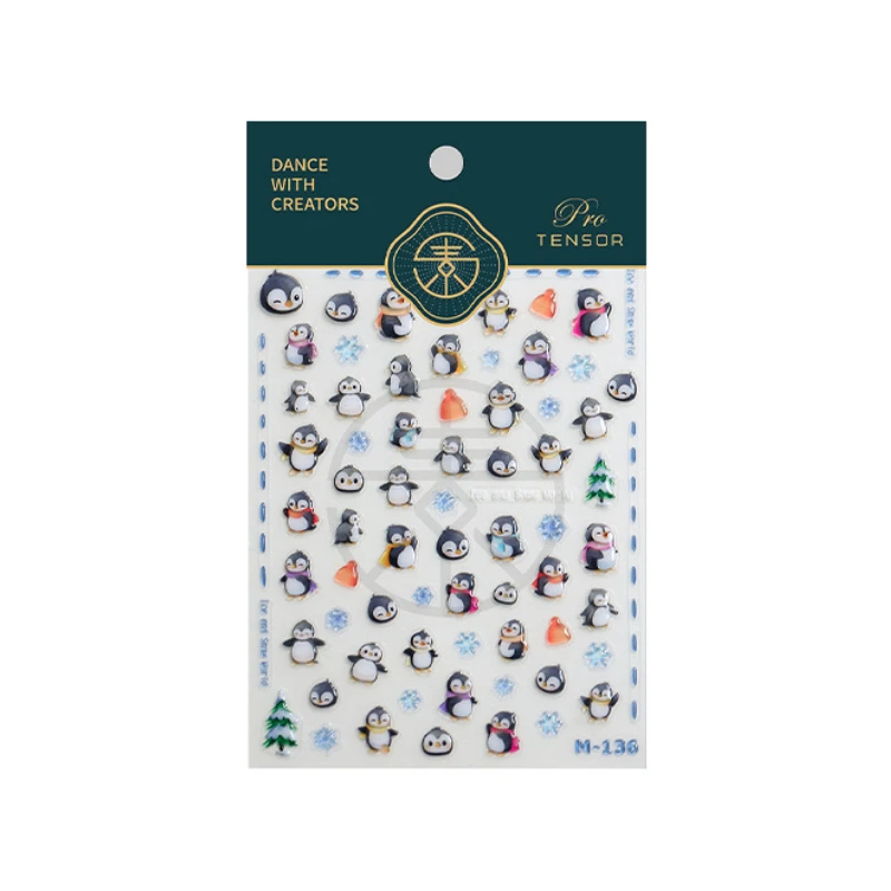 Jelly Design Cute Penguin Snowflake Cartoon 3D Self Adhesive Nail Art Stickers Lovely Panda Lion Tiger Dog Cat Manicure Decals