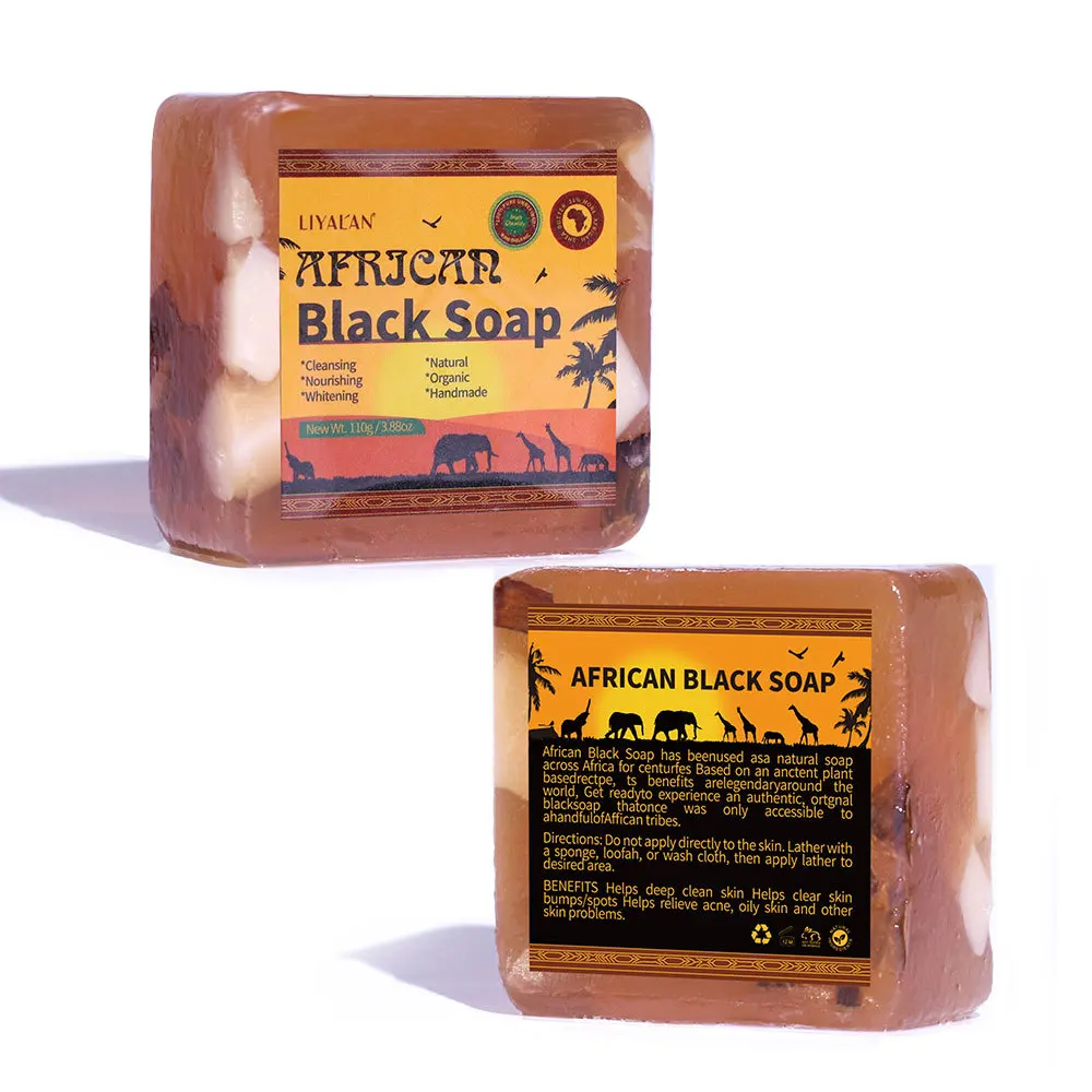 Original African Black Soap Dark Spots Remover Acne Remover Deep cleaning of the back with black soap Clear Skin 100g