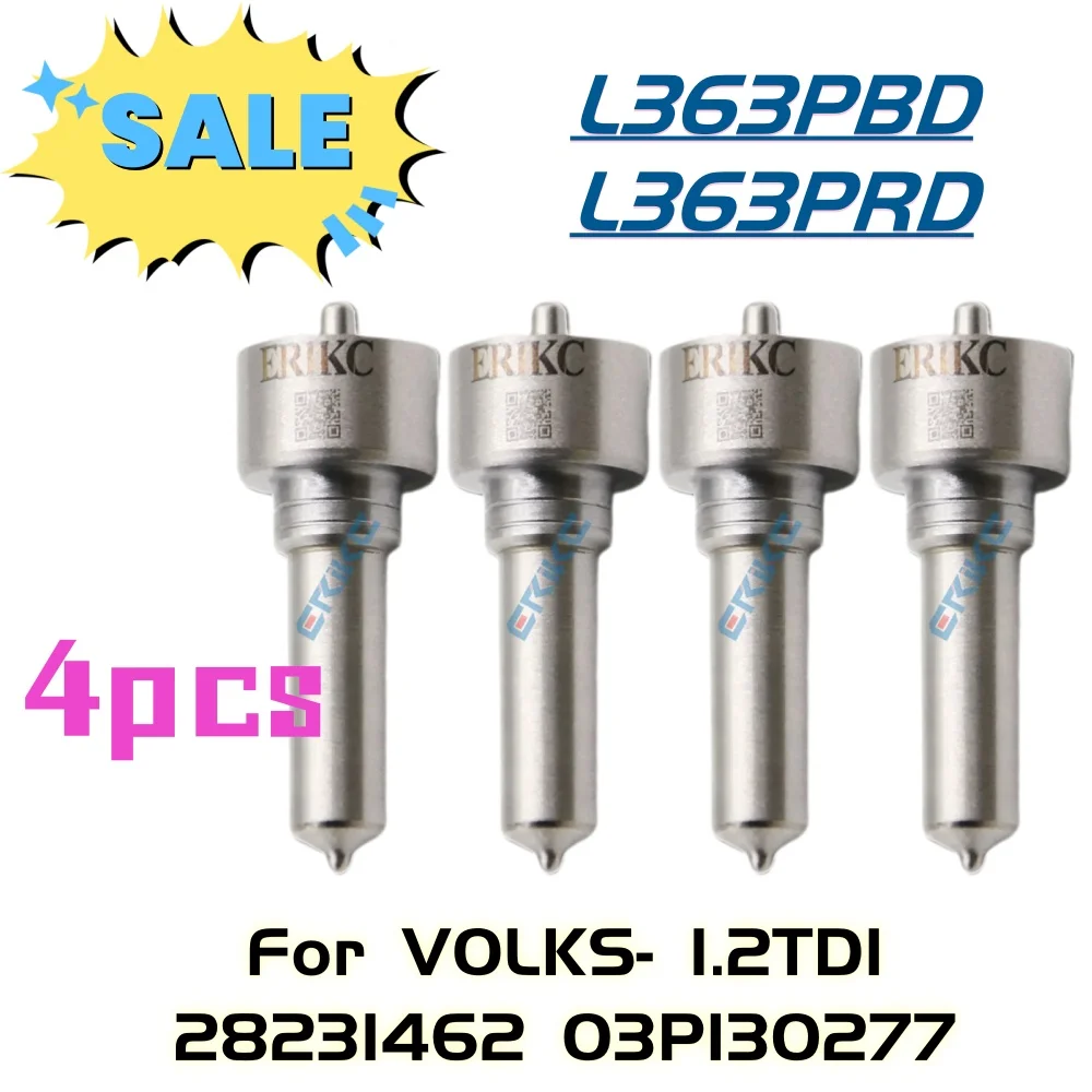 

4PC L363PBD L363PRD Common Rail Injector Sprayer Nozzle H363 G363 for Diesel Fuel Injection 28231462 03P130277 VOLKSWAGEN Polo