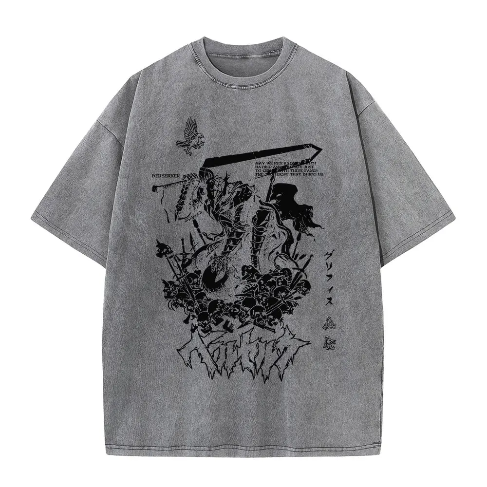 Anime Retro Pink Washed TShirt Streetwear Hip Hop Print Graphic T Shirt 100% Cotton Unisex Men Women Summer Tops Tees Y2K