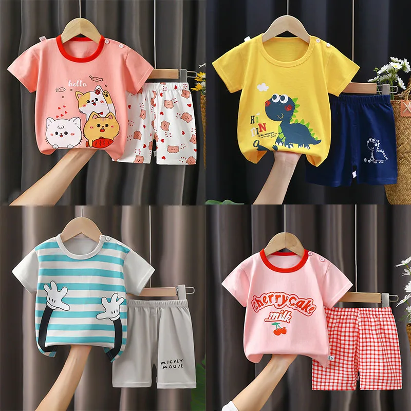 

Boys Cartoon Tracksuits Short Sleeve Tshirt+Shorts Two Piece Set Toddler Casual Fashion Summer Clothes Sets