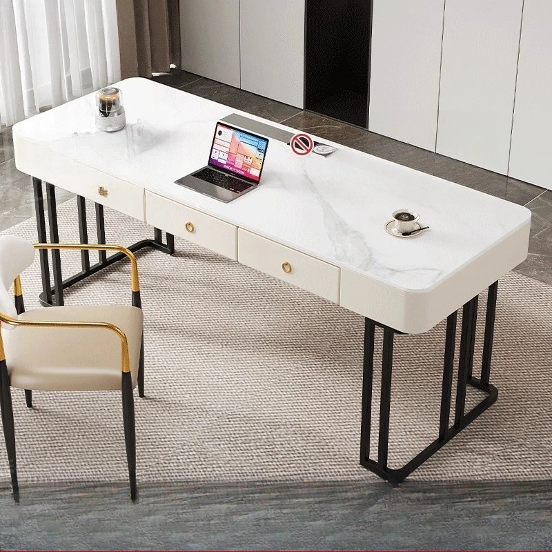 

White Minimalist Office Desk Aesthetic Nordic Design Drawer Organizers Office Desk Executive Standing Tavolino Trendy Furniture