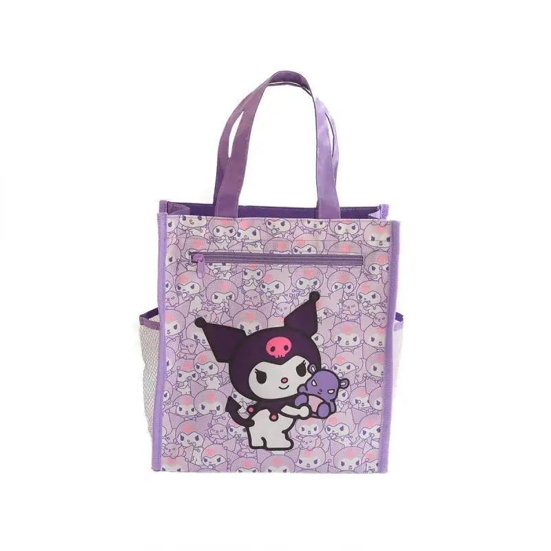 Sanrio New Hello Kitty Kuromi Melody Tutorial Bag Oxford Cloth Double Layer Make Up Bag Lesson Bag Printing Student Portable Bag