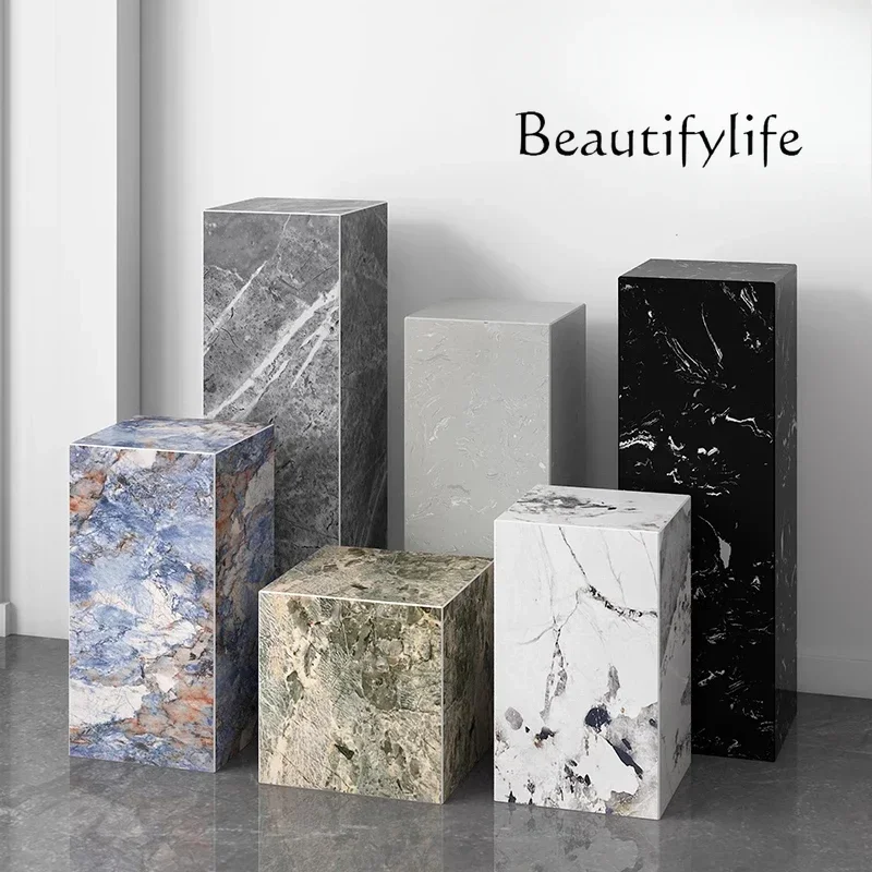 I HZl Green Marble Sculpture Base Customization, Living Room Floor Base Ornament S