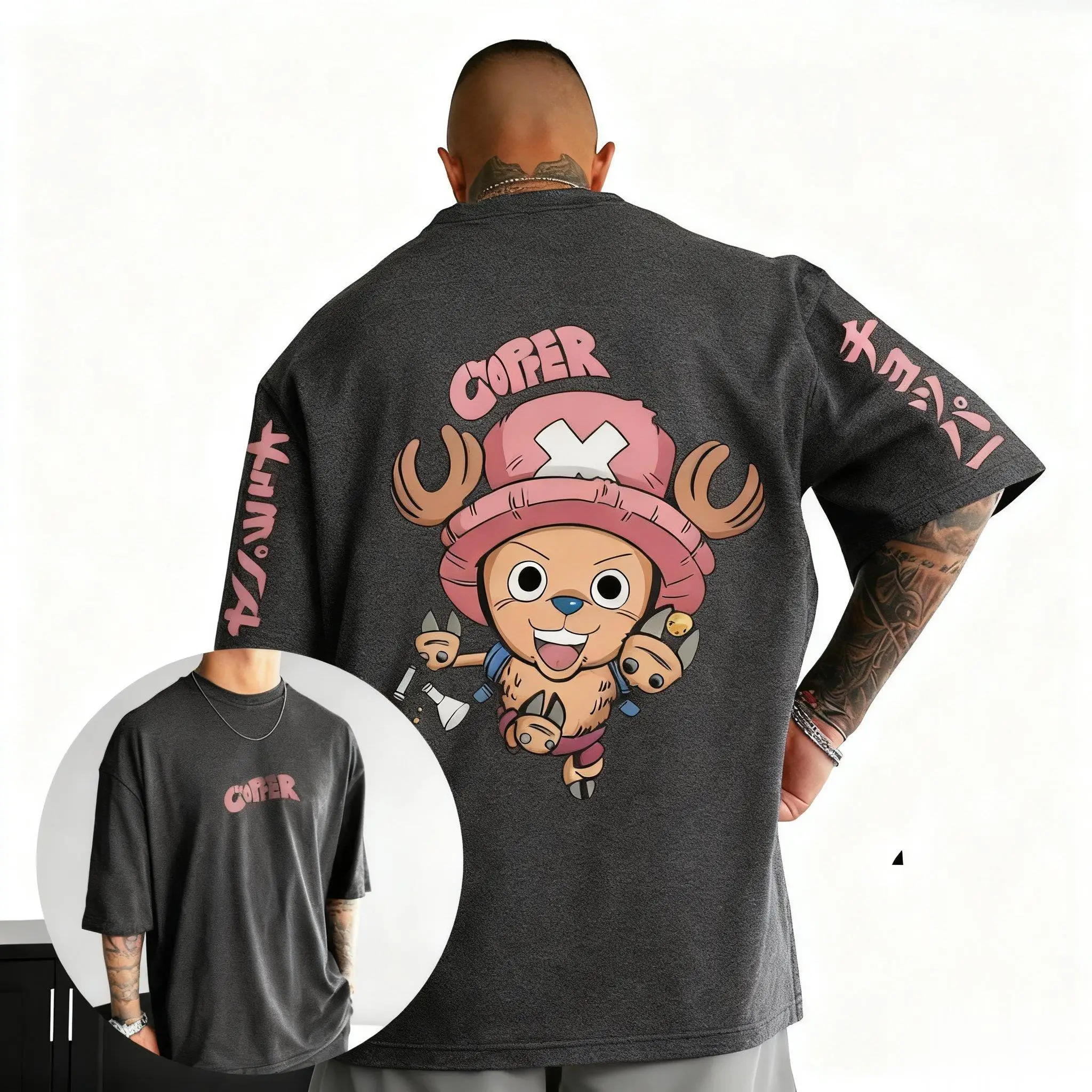 

Oversized Vintage One Piece Chopper T Shirt Men Women Anime Graphic Tee Cotton Short Sleeve Loose Casual Tops Summer Y2k Clothes