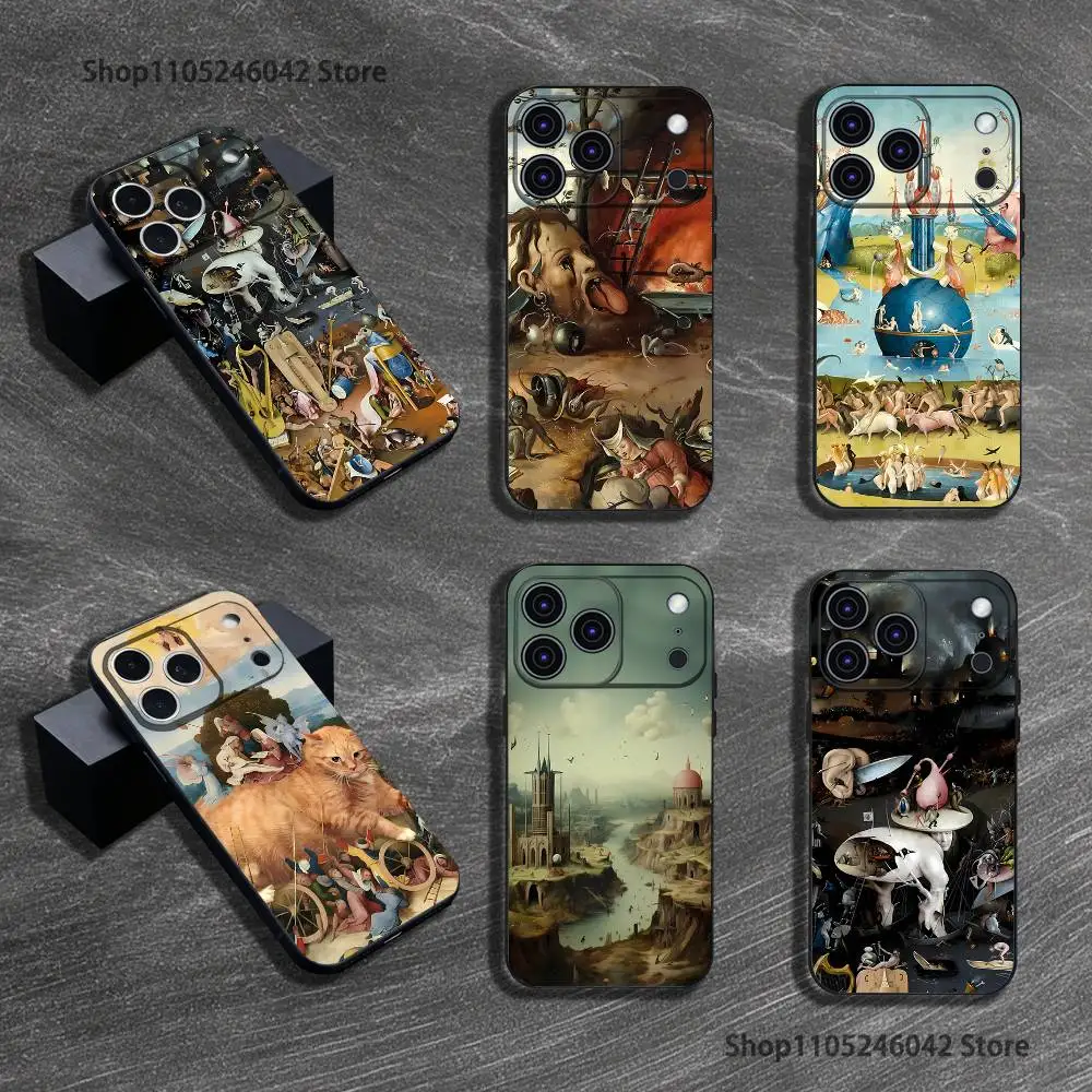 

H-Hieronymus Bosch Painting Phone Case For iPhone 17,16,15,14,13,12,11,Pro,XS,Max,XR,Plus,E,SE4,Mini Black Soft Cover