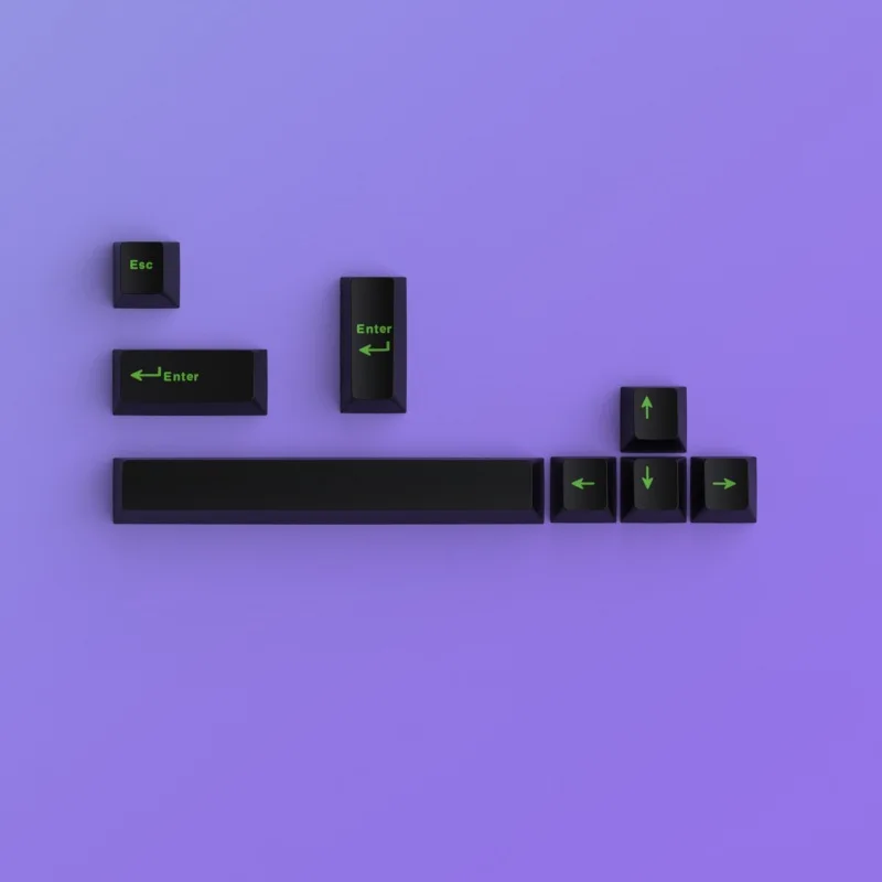 Black keycap with 8 additional keys, factory height PBT dual color injection molding process
