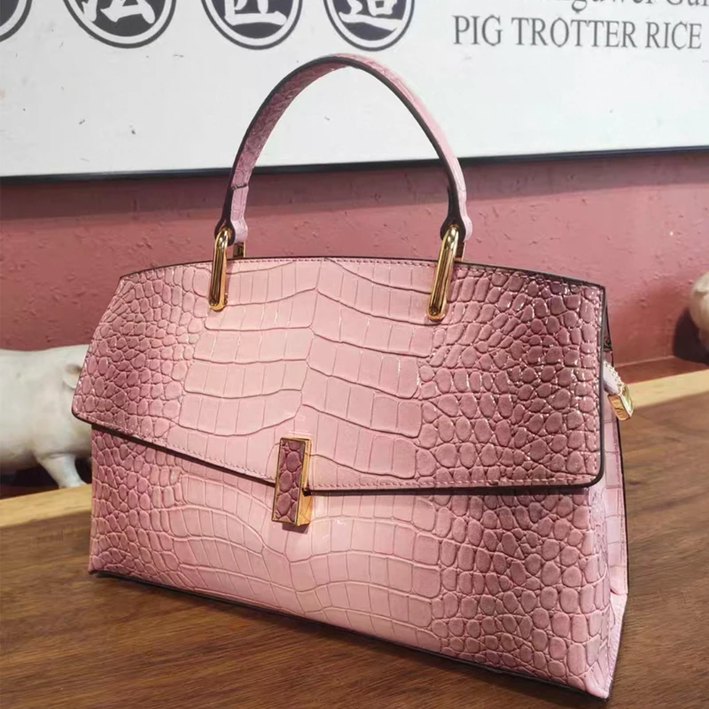 

Сумки-коробки в японском стиле с верхней ручкой для женщин, роскошные дизайнерские сумки и кошельки, новинка 2025 года, из искусственной кожи с замком на плечо с крокодиловым узором