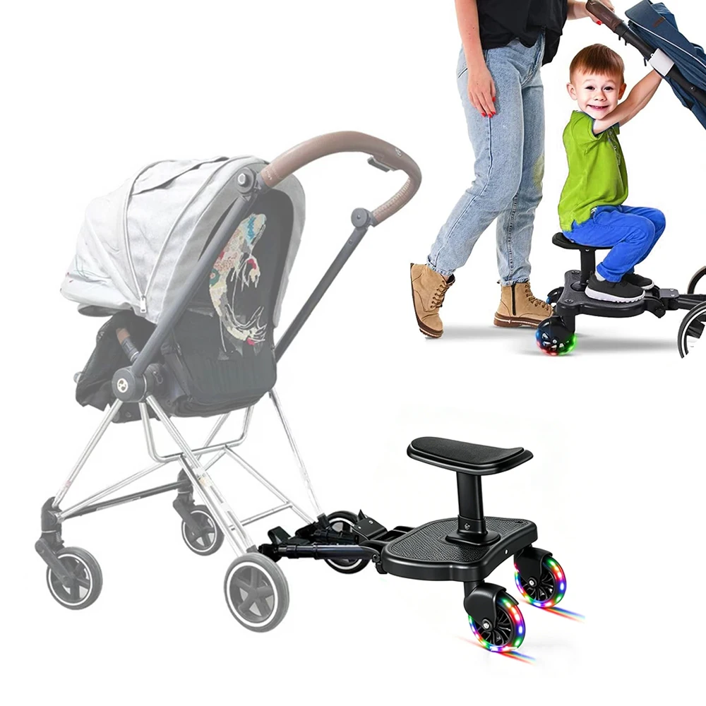 Planche universelle pour poussette, adaptateur de pédale universel pour poussette, planche de marche pour poussette avec siège amovible, planche de marche pour enfant