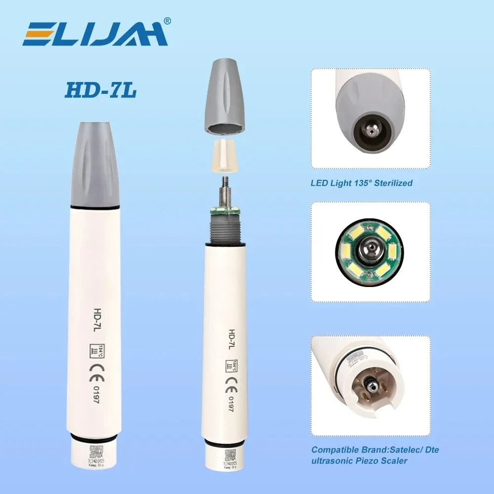 ELIJAH Ultrasonic Piezo Scaler Dental Handpiece LED Dental 135° Sterilize Handle Fit For EMS WOODPECKER UDS SATELEC DTE Dentist image 3