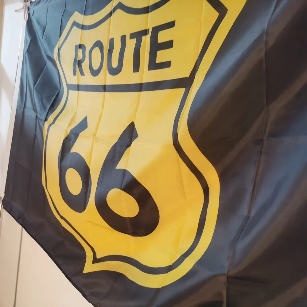 US Route 66 Flag Outdoor Decor 150x90cm Black Polyester