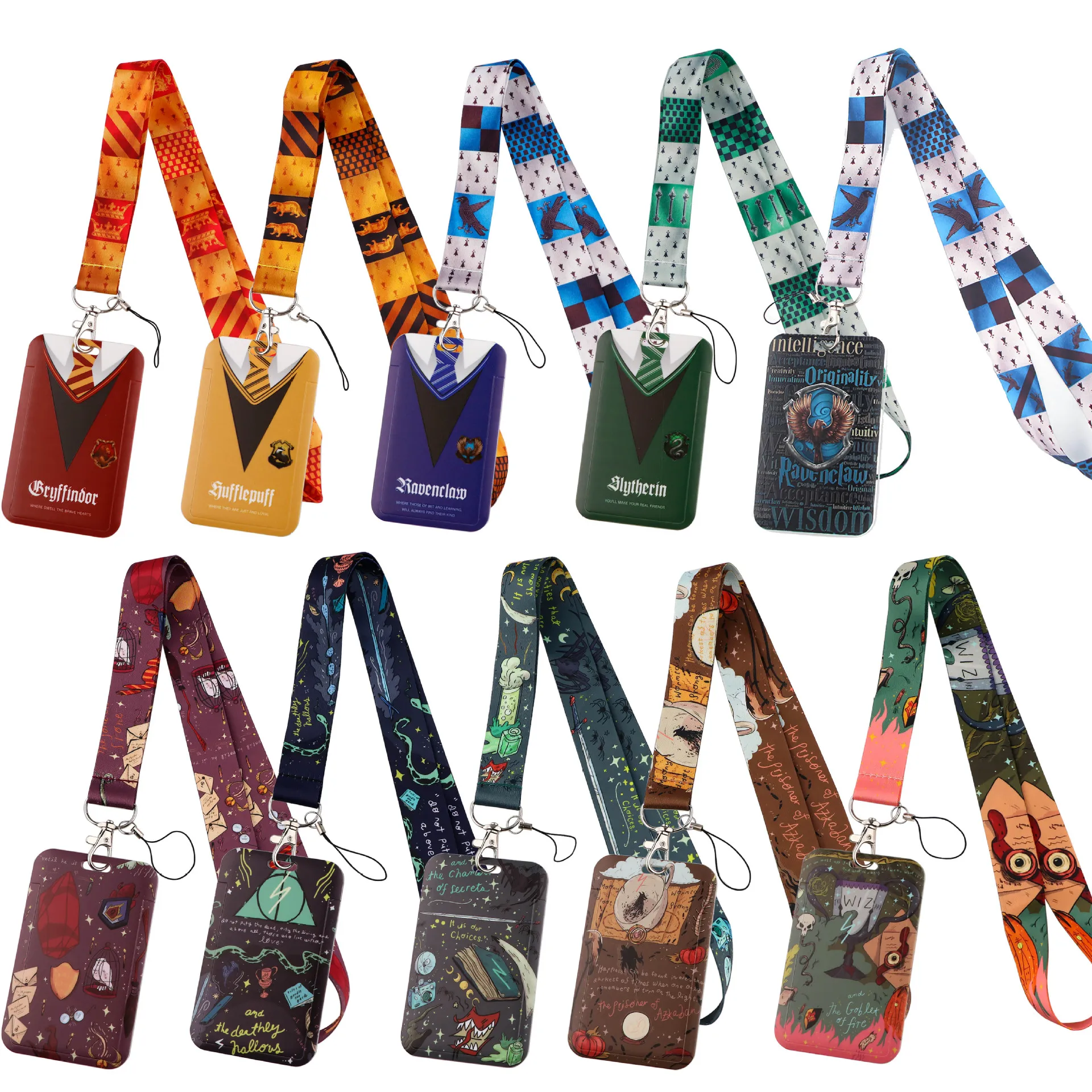 Movie Harry Potter Printed ID Card Holders Student Anti-lost Hard Shell Bus Card Bag with Halter Rope Retractable Card Cover