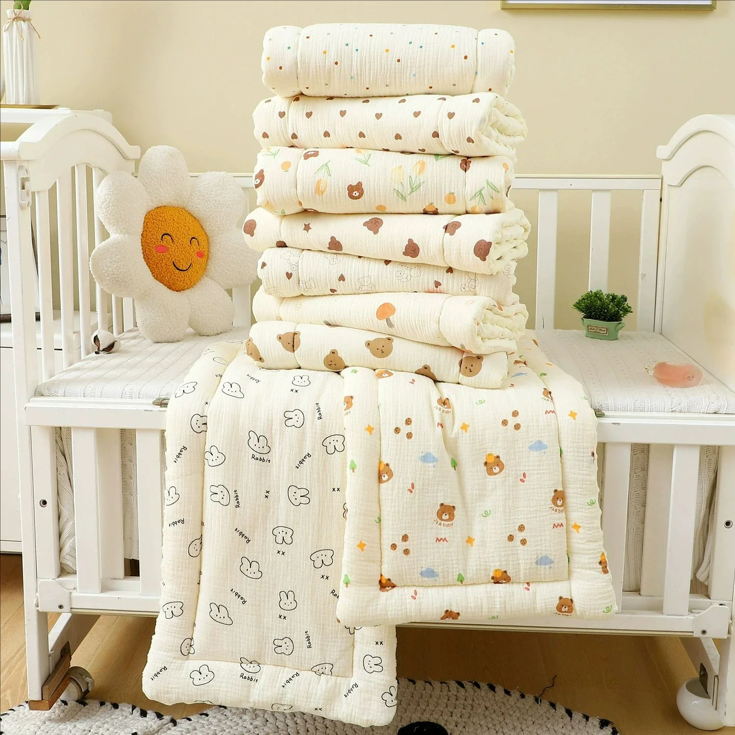 

Подушка-матрас для детской коляски с мультяшным медведем, хлопковая, мягкая, для новорожденных, вкладыш для автокресла, матрас для детской коляски, аксессуары для детских колясок