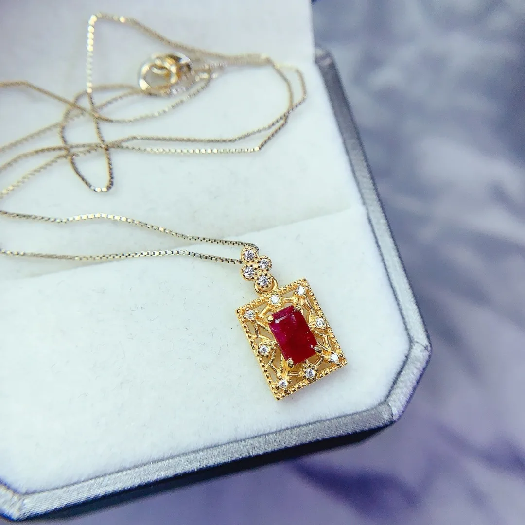 قلادة رائعة من الفضة الإسترليني S925 تعزز روبي طبيعي حقيقي، إنشاء مجوهرات فاخر #1